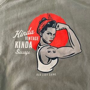 Old Lady Gains Graphic Crop Sweatshirt crewneck size M.